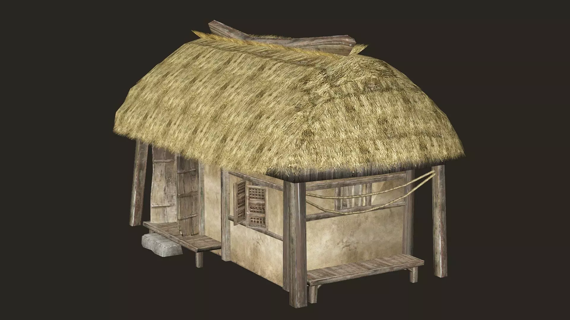 Thatch Hut House 13 For Games and Films 3D Model Low-poly 3D model_5