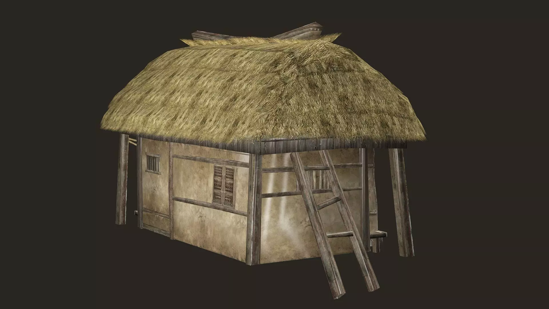 Thatch Hut House 13 For Games and Films 3D Model Low-poly 3D model_4