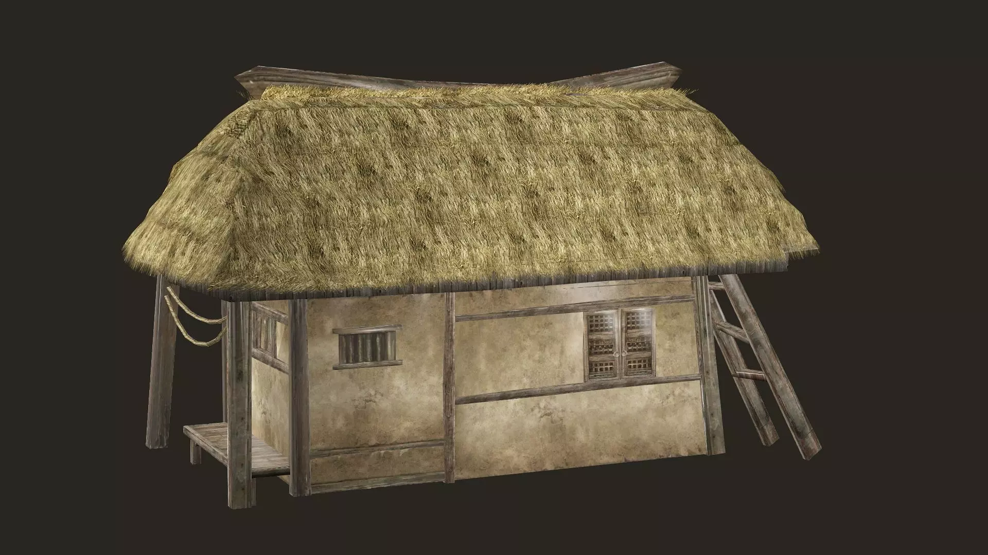 Thatch Hut House 13 For Games and Films 3D Model Low-poly 3D model_2