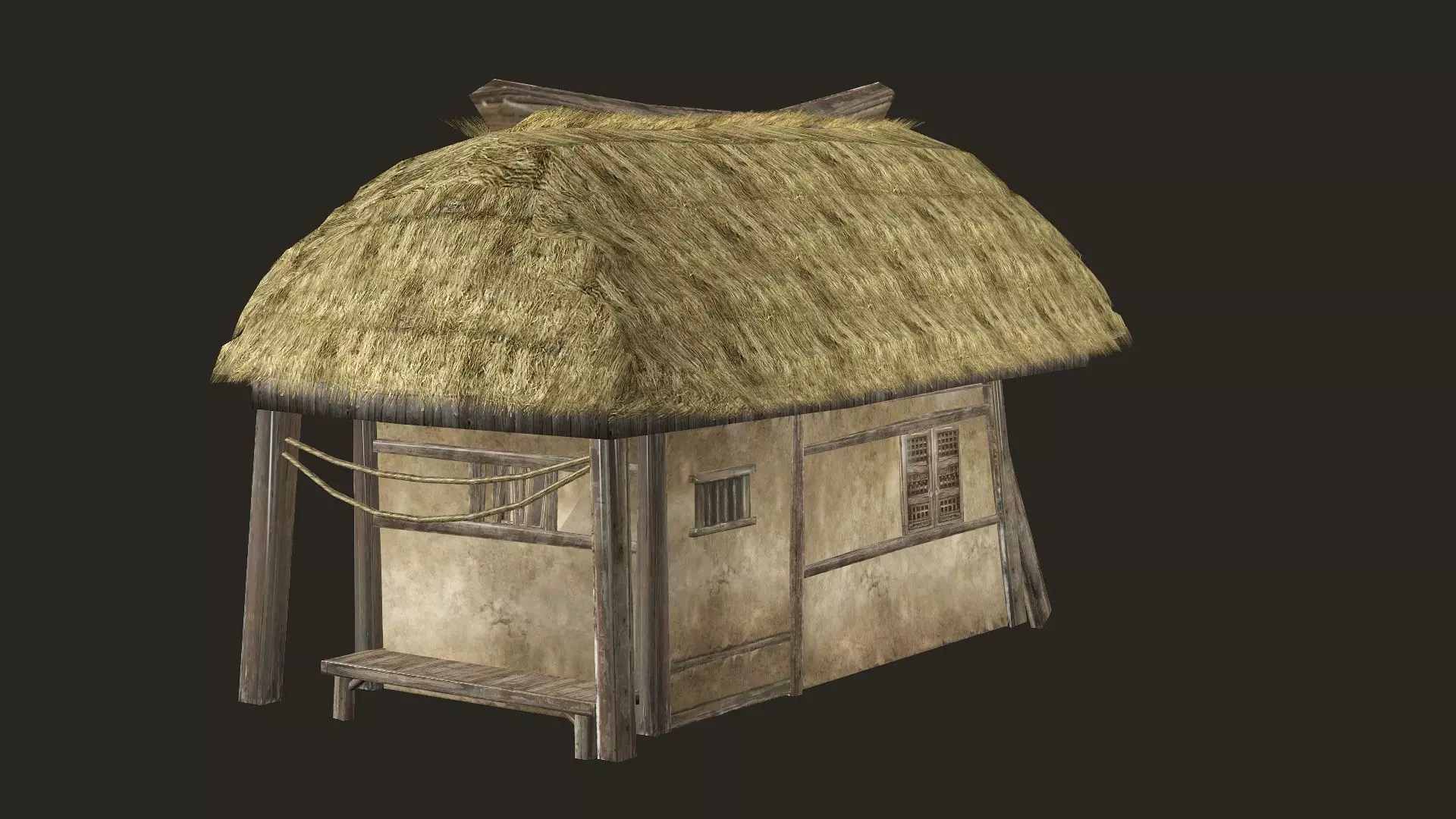 Thatch Hut House 13 For Games and Films 3D Model Low-poly 3D model_3