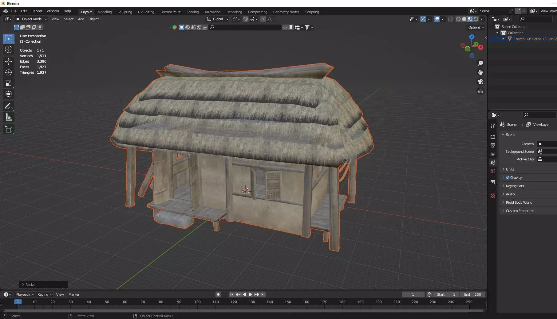 Thatch Hut House 13 For Games and Films 3D Model Low-poly 3D model_8
