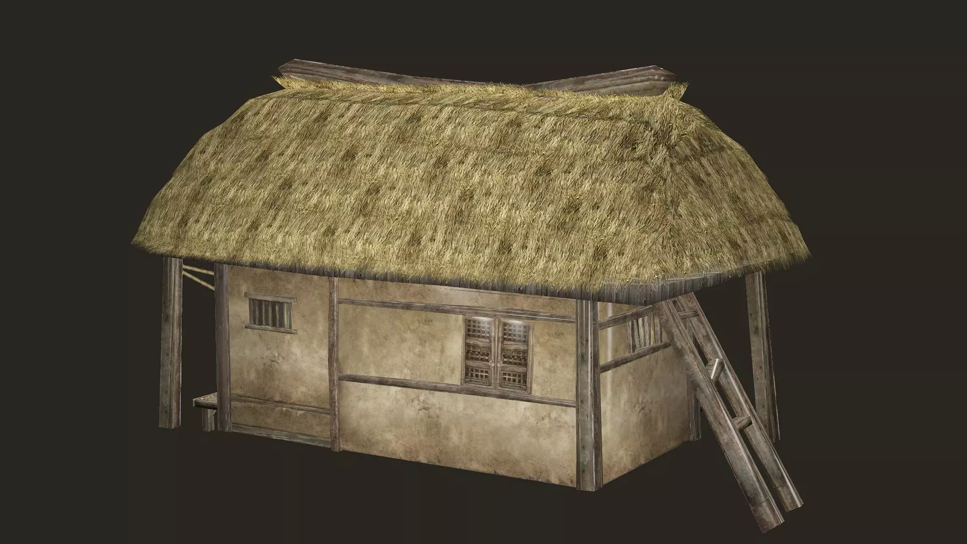 Thatch Hut House 13 For Games and Films 3D Model Low-poly 3D model_7