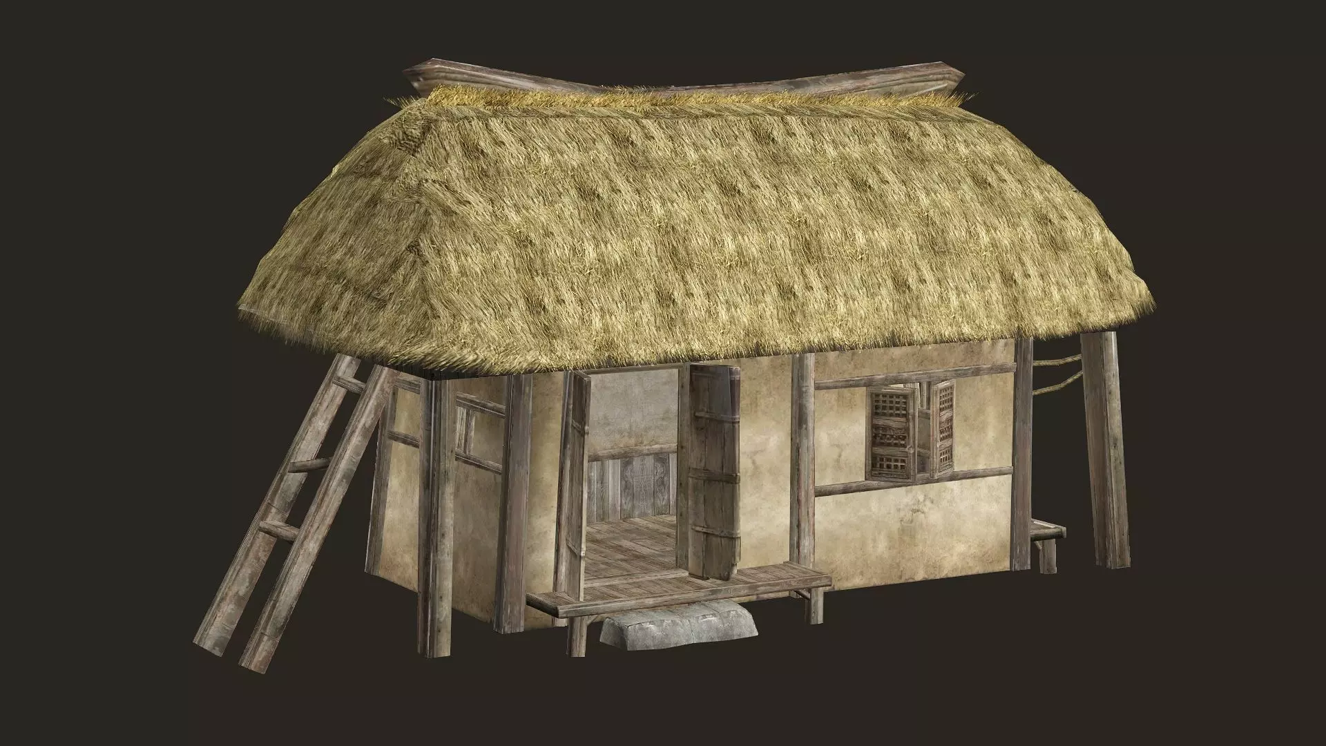 Thatch Hut House 13 For Games and Films 3D Model Low-poly 3D model_0