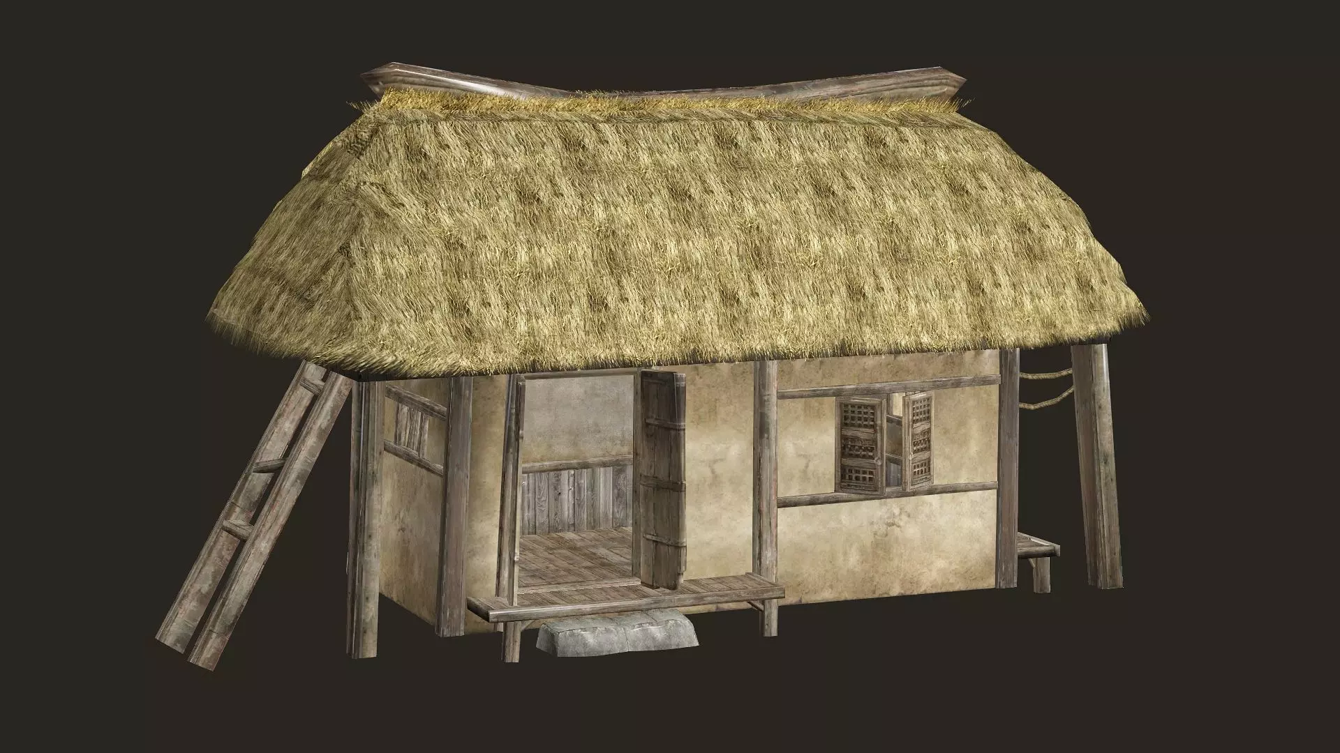 Thatch Hut House 13 For Games and Films 3D Model Low-poly 3D model_6