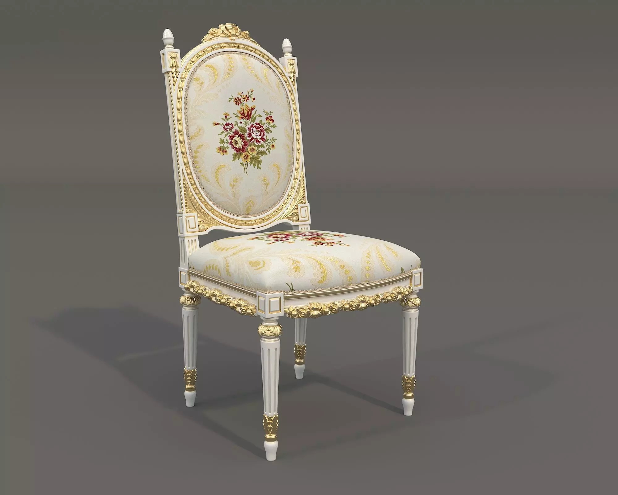 Classic European style Dining Table and Chairs 63 3D model_5