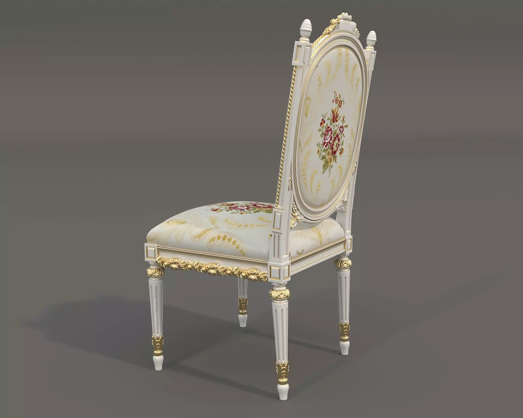 Classic European style Dining Table and Chairs 63 3D model_7