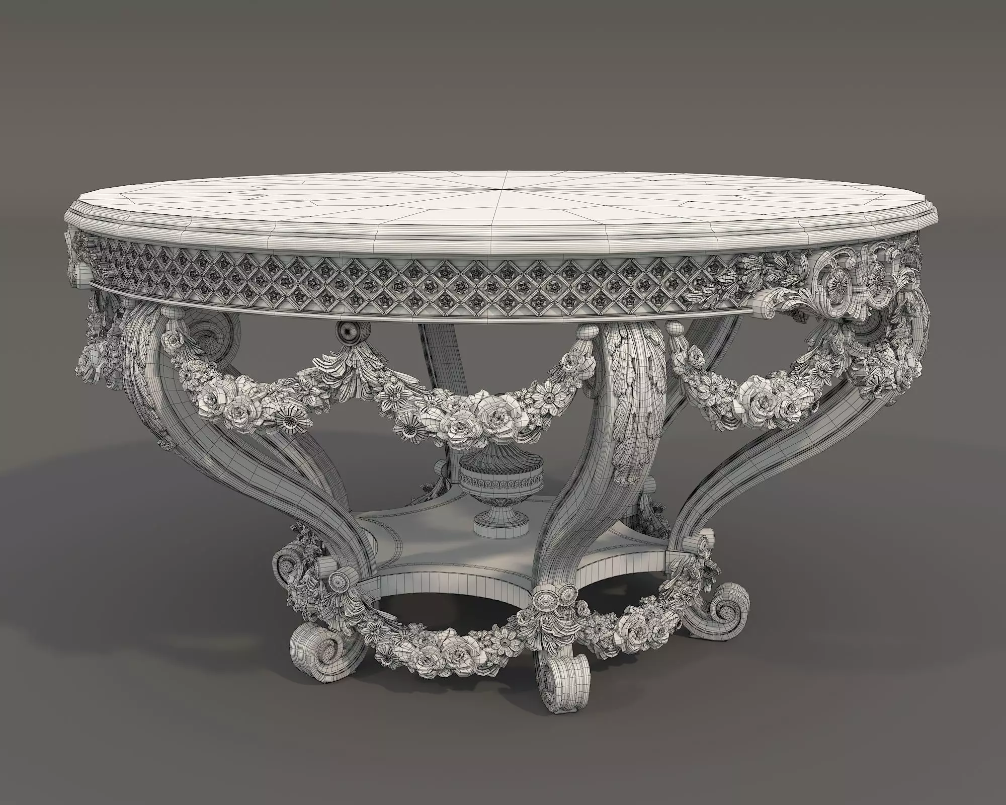 Classic European style Dining Table and Chairs 63 3D model_10