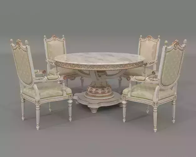 Classic European style Dining Table and Chairs 64