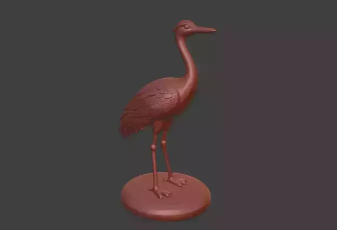 3D model of crane sculpture  stone carving
