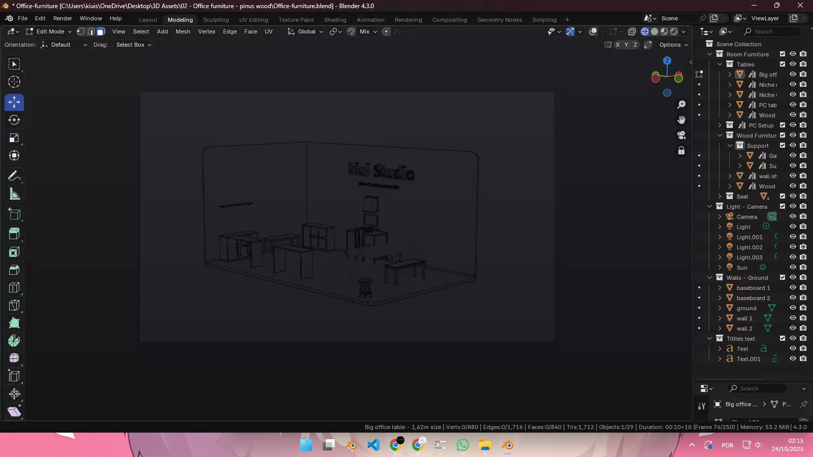 Office furniture - Game assets 21 items Low-poly 3D model_13