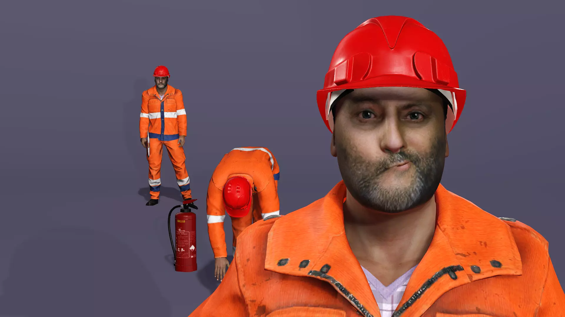 Realistic Firefighter Heroic Fireman Fully Rigged Axe Animations Low-poly 3D model_7