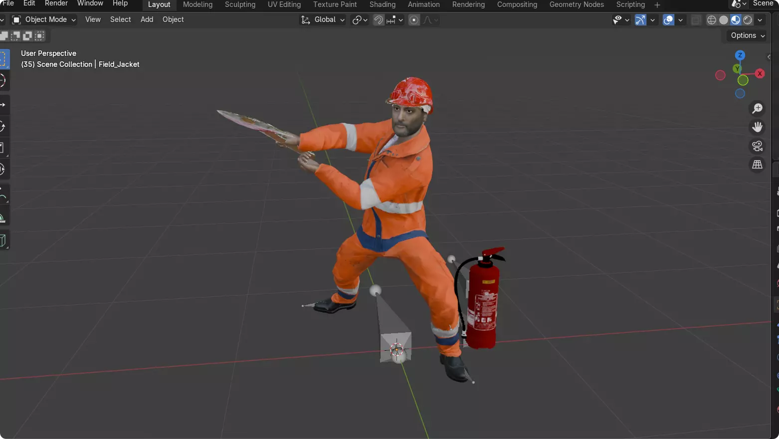 Realistic Firefighter Heroic Fireman Fully Rigged Axe Animations Low-poly 3D model_18