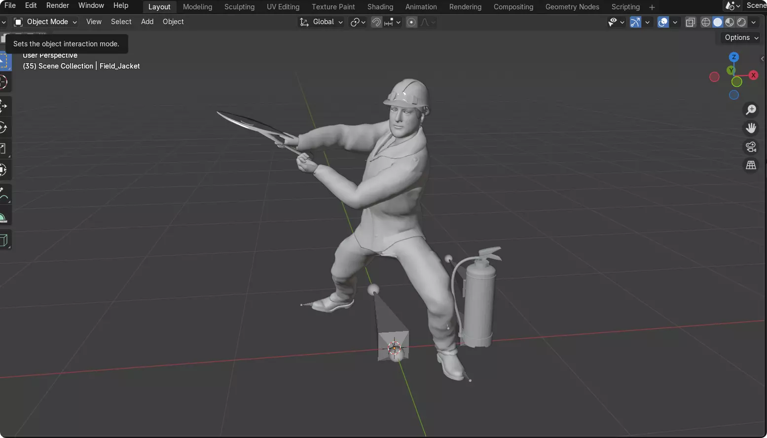 Realistic Firefighter Heroic Fireman Fully Rigged Axe Animations Low-poly 3D model_17
