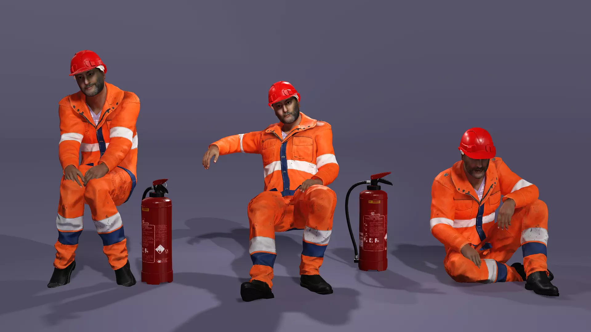 Realistic Firefighter Heroic Fireman Fully Rigged Axe Animations Low-poly 3D model_12