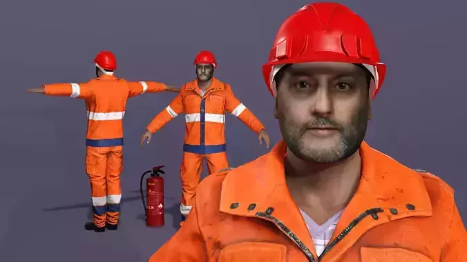 Realistic Firefighter Heroic Fireman Fully Rigged Axe Animations