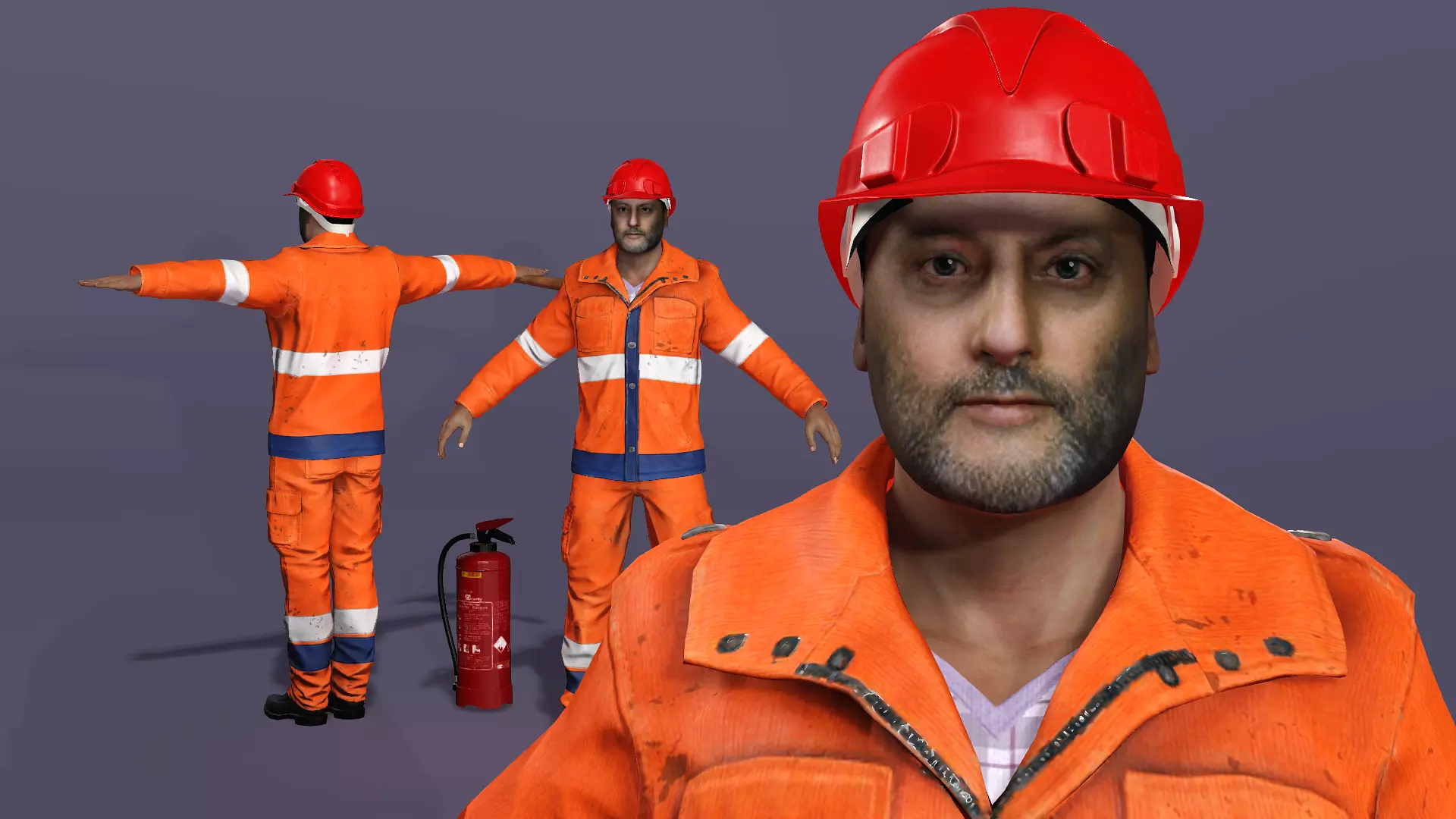 Realistic Firefighter Heroic Fireman Fully Rigged Axe Animations Low-poly 3D model_0