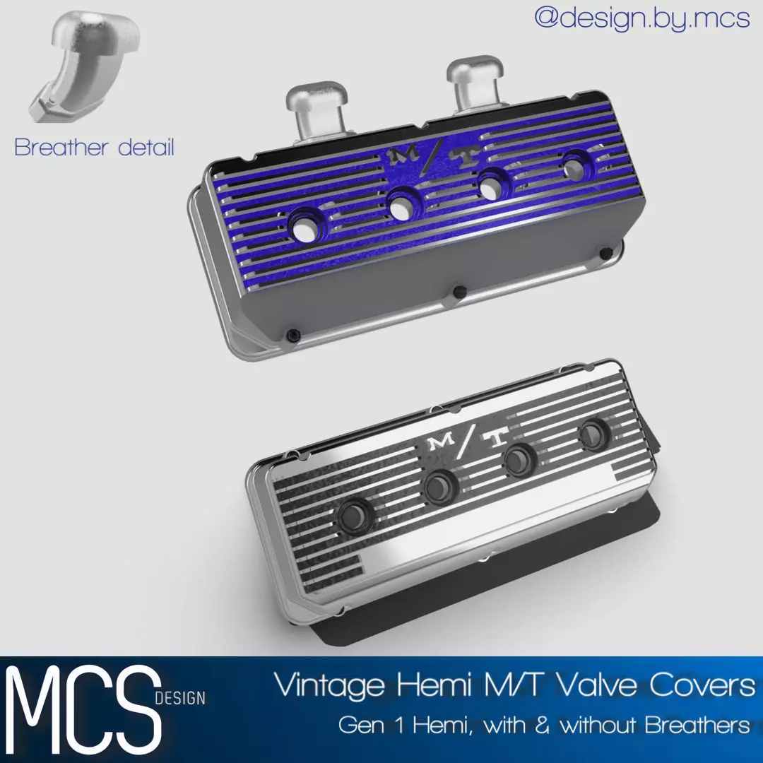Hemi Gen 1 Vintage MT Valve Covers 3D print model_0