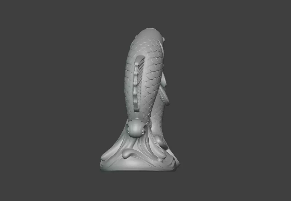 3D model of the carp wave sculpture art ornament 3D print model_6