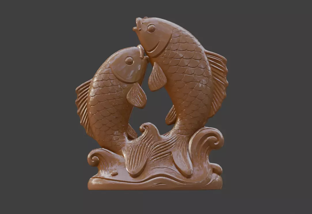 3D model of the carp wave sculpture art ornament 3D print model_0