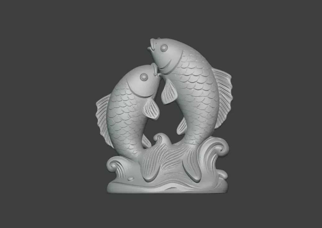 3D model of the carp wave sculpture art ornament 3D print model_1