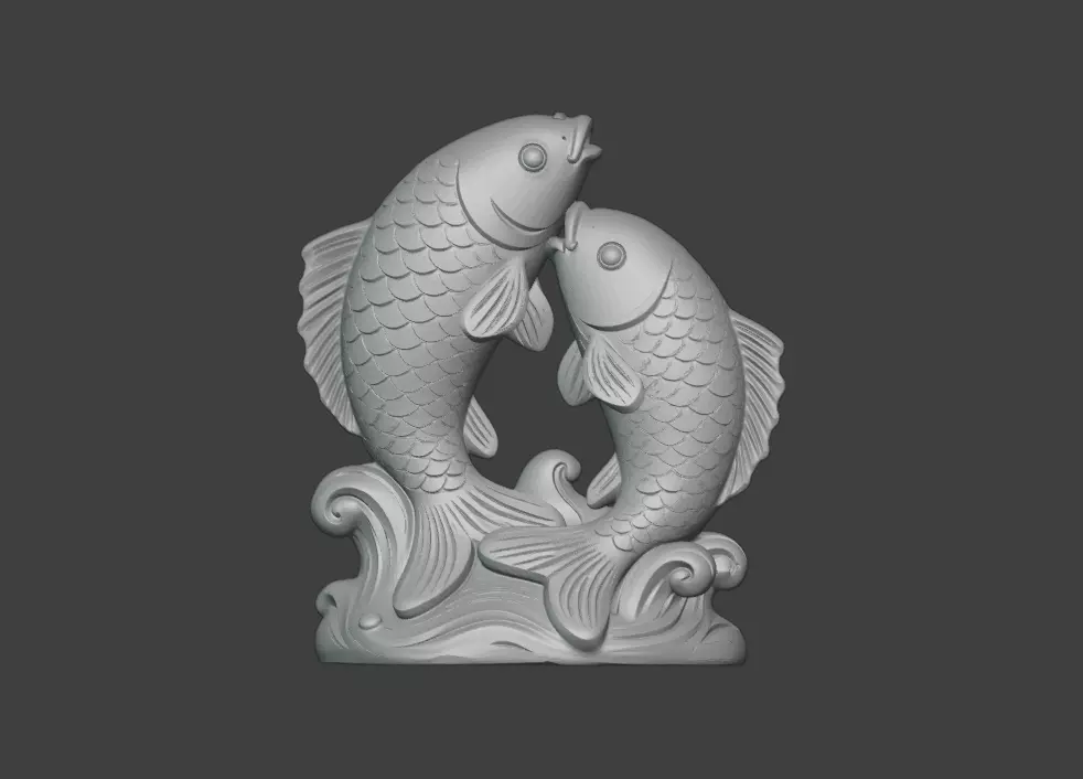 3D model of the carp wave sculpture art ornament 3D print model_3