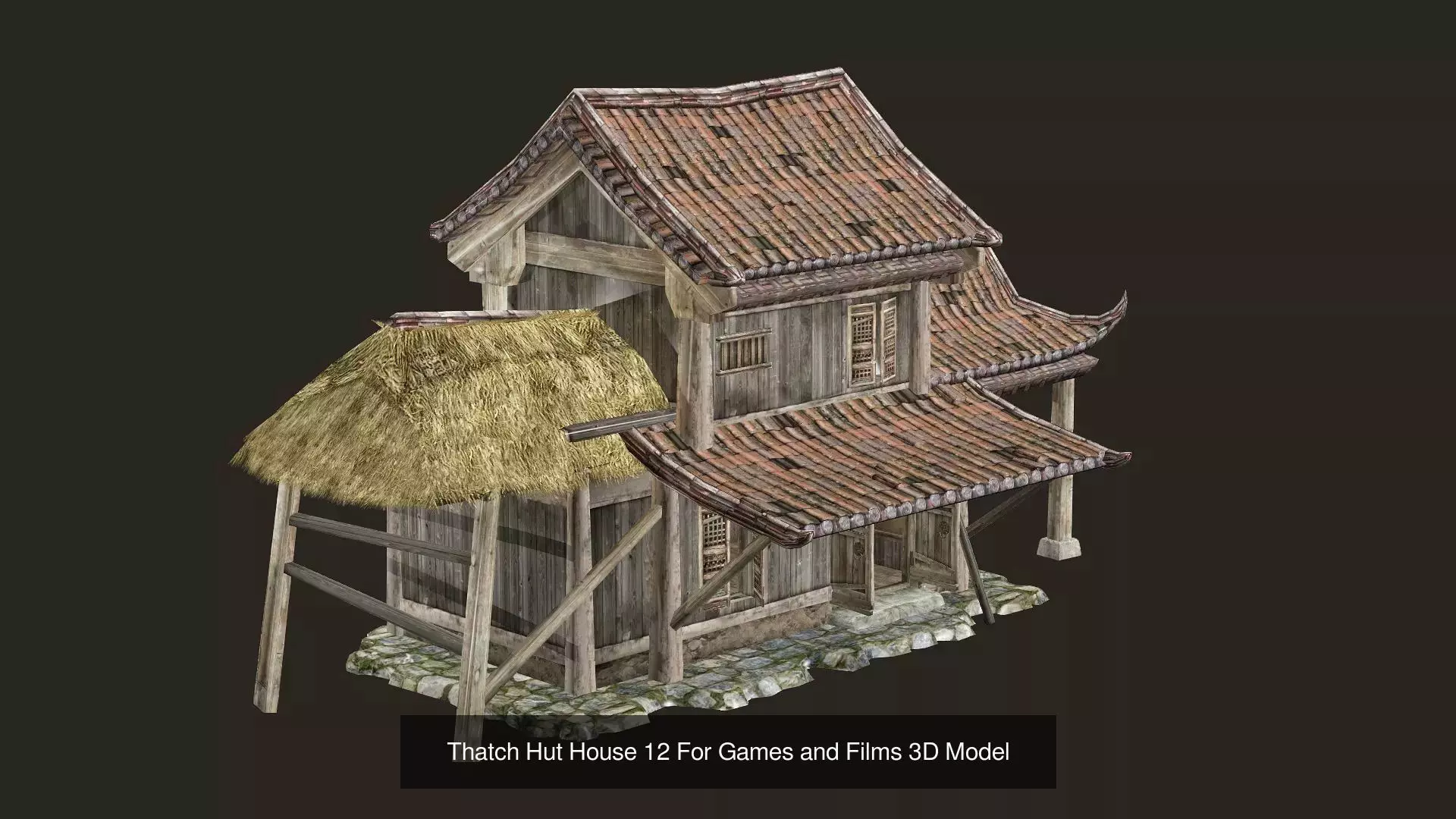 Thatch Hut House Collection For Games and Films 3D Model _13