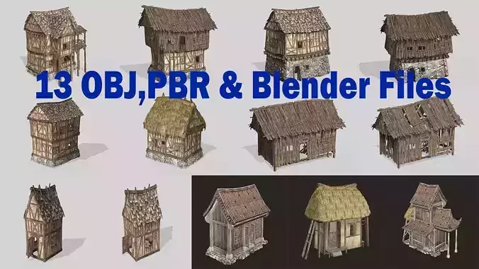 Thatch Hut House Collection For Games and Films 3D Model 