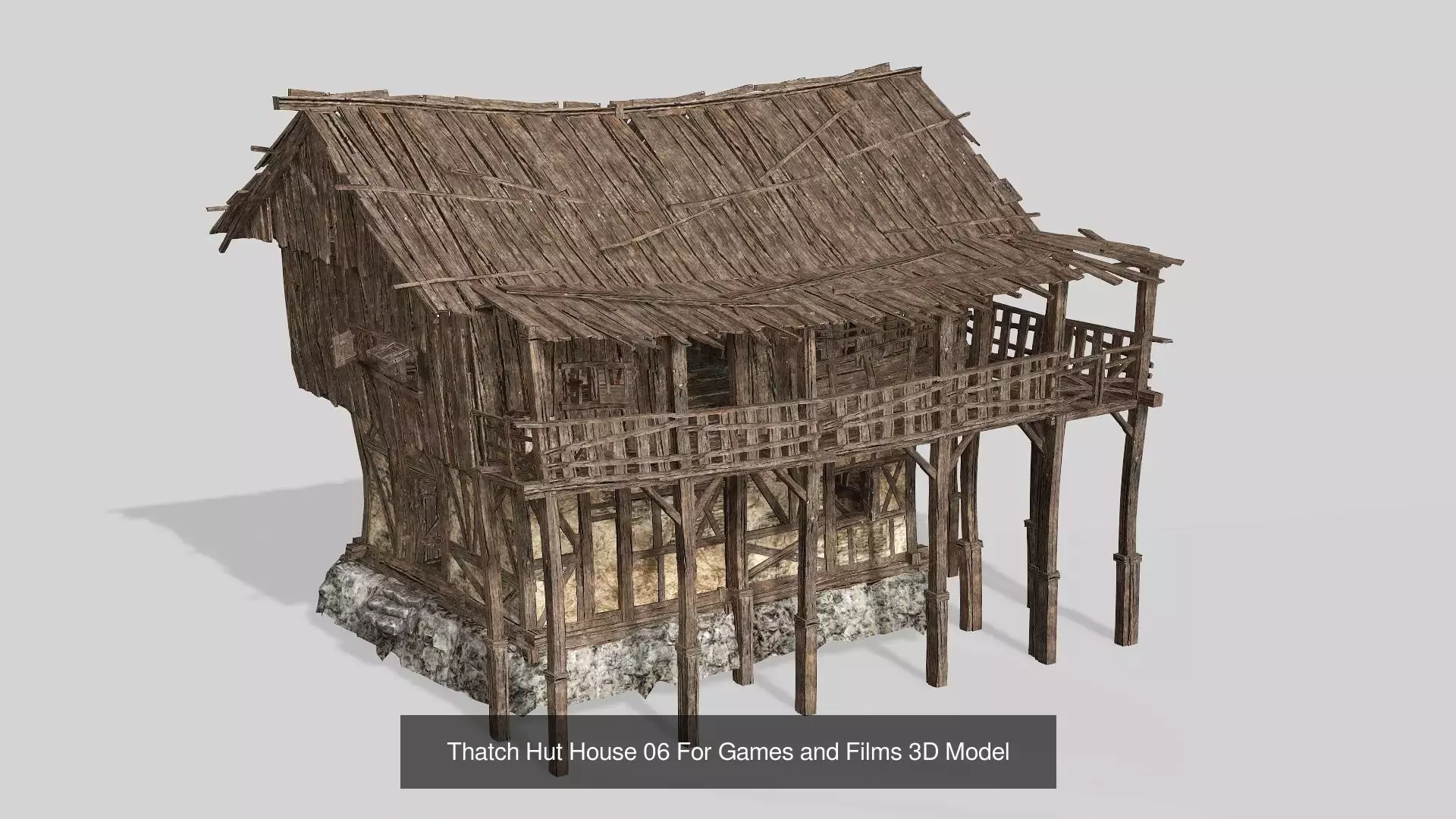 Thatch Hut House Collection For Games and Films 3D Model _7
