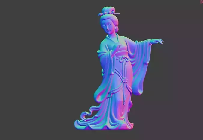 3D model of ancient Chinese beauty sculpture STL