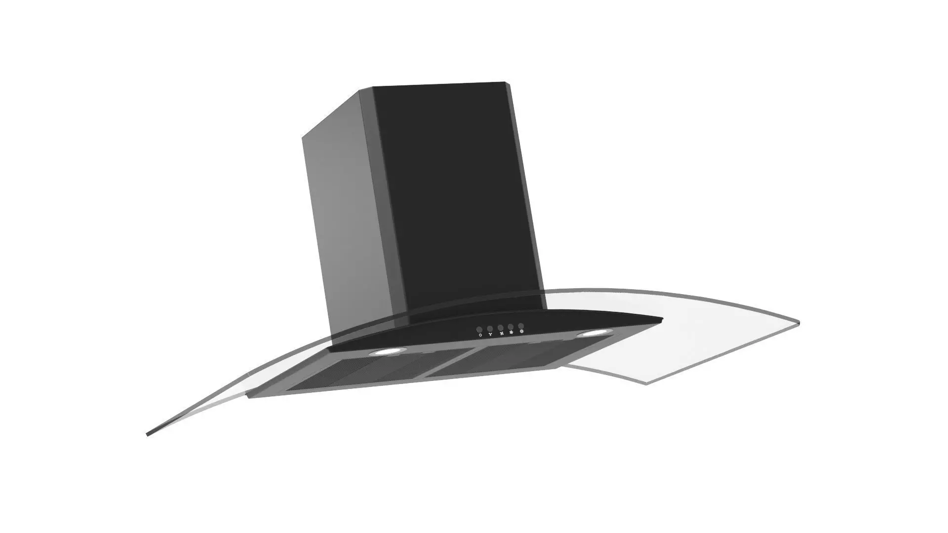 Omega Curve Glass Canopy Rangehood 3D model_1
