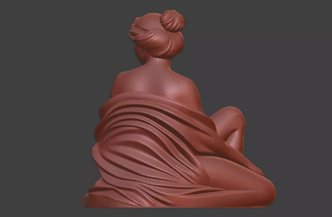 A sculpture of a girl taking a bath 3D print model_1