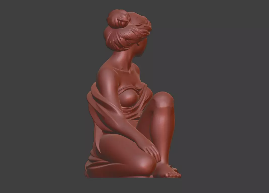 A sculpture of a girl taking a bath 3D print model_5
