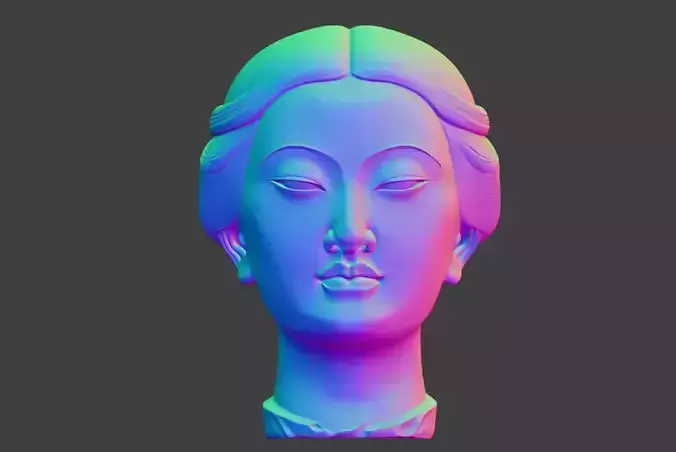 A single phoenix-eyed beauty head sculpture