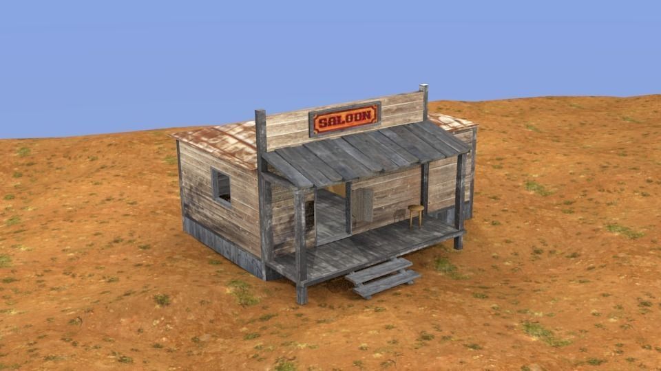 Western saloon Free low-poly 3D model