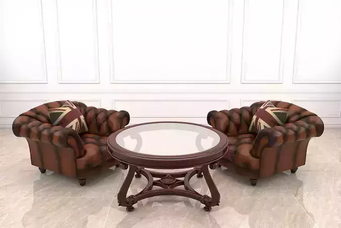 European Style Coffee Table and Armchair