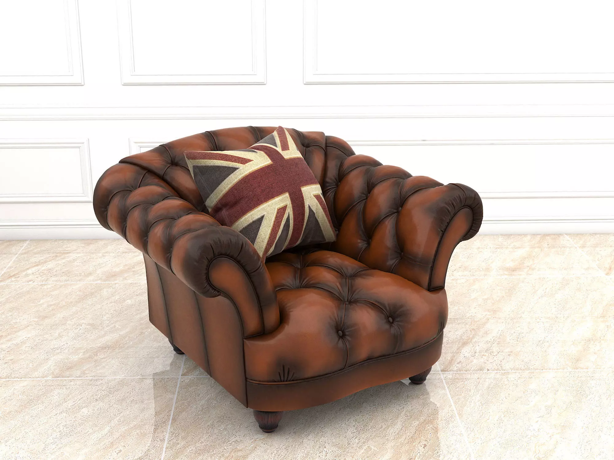 European Style Coffee Table and Armchair 3D model_3