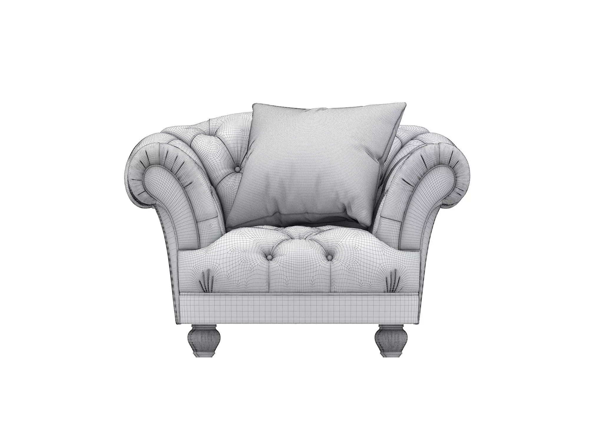 European Style Coffee Table and Armchair 3D model_6