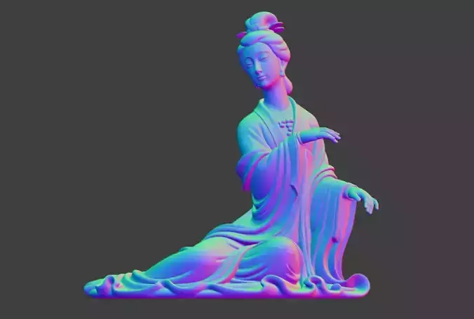 3D model of ancient Oriental beauty sculpture  Imperial Consort