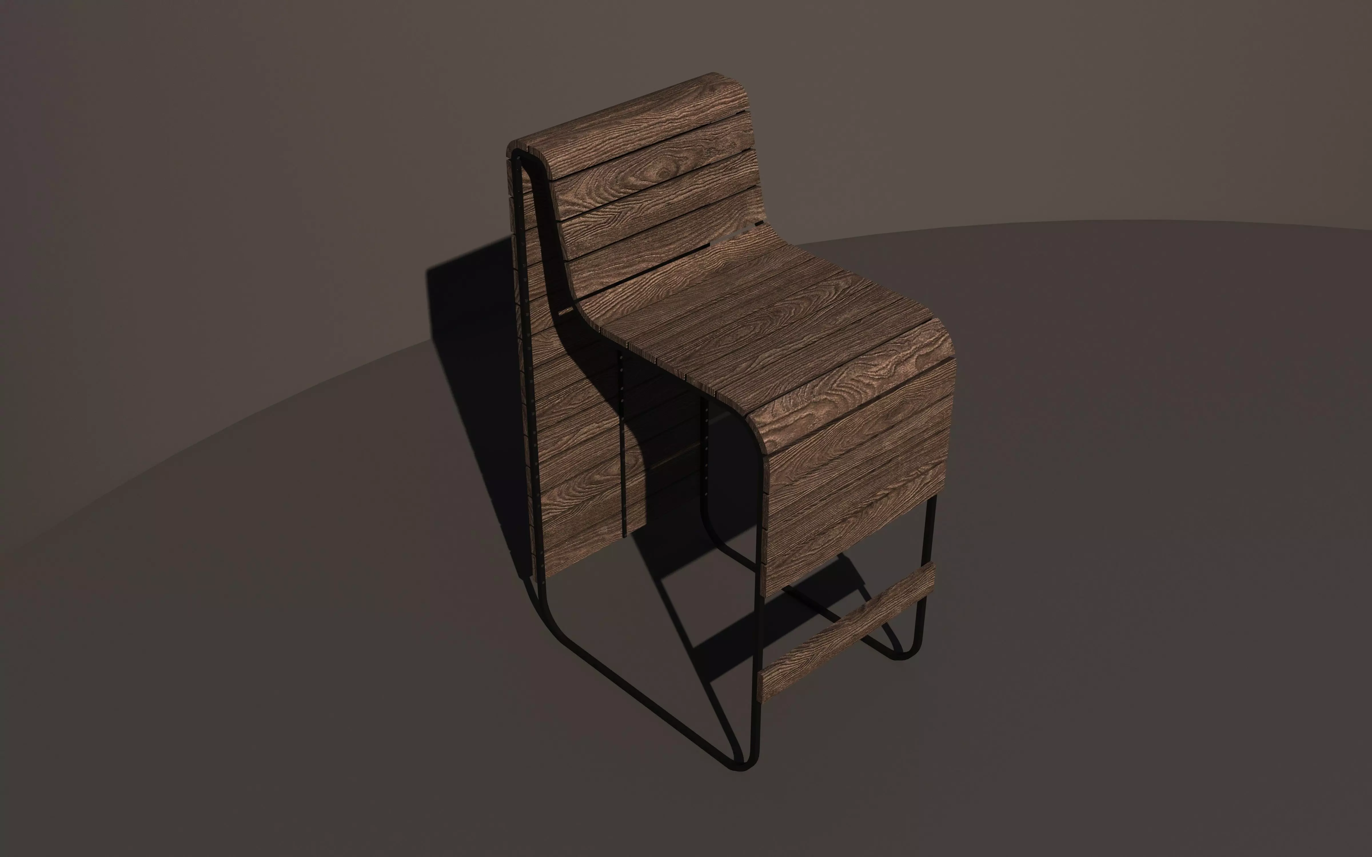 Wooden Bar Chair Low-poly 3D model_6
