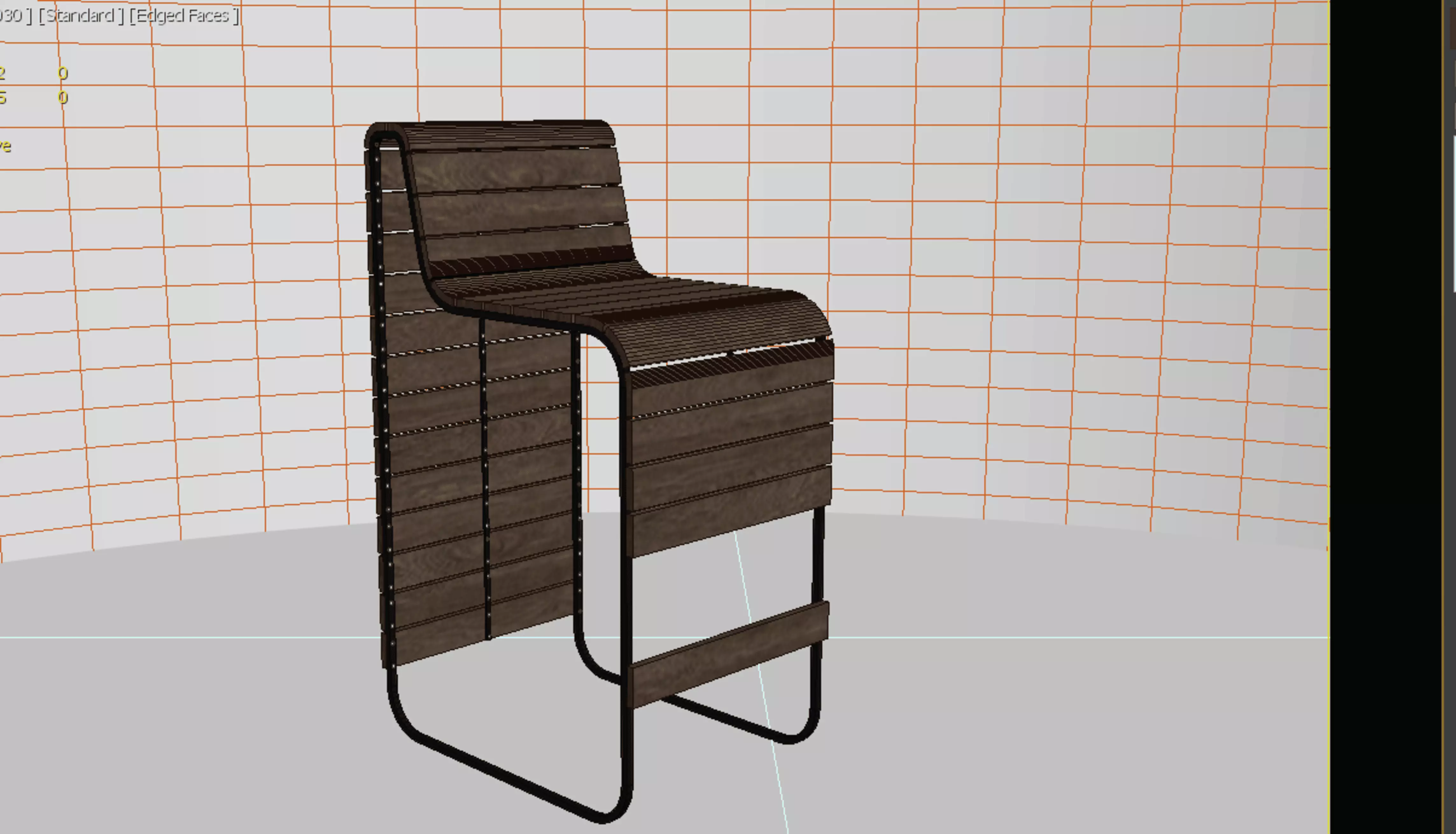 Wooden Bar Chair Low-poly 3D model_7