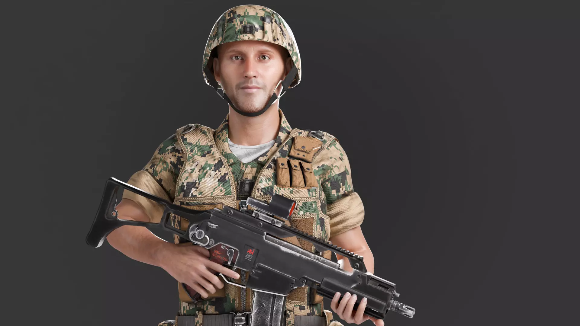 Military Game Ready Character Low-poly 3D model_29
