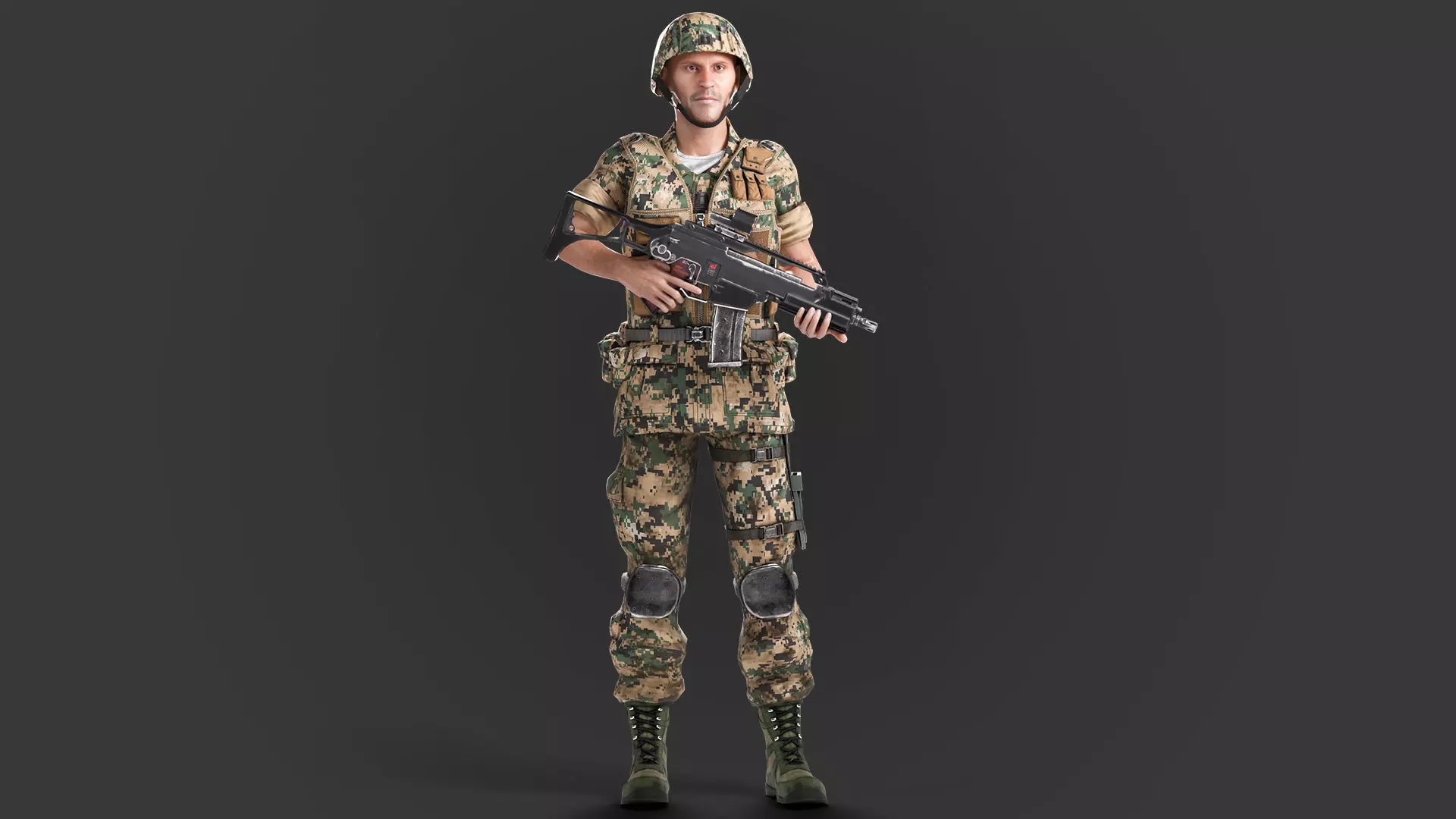 Military Game Ready Character Low-poly 3D model_32
