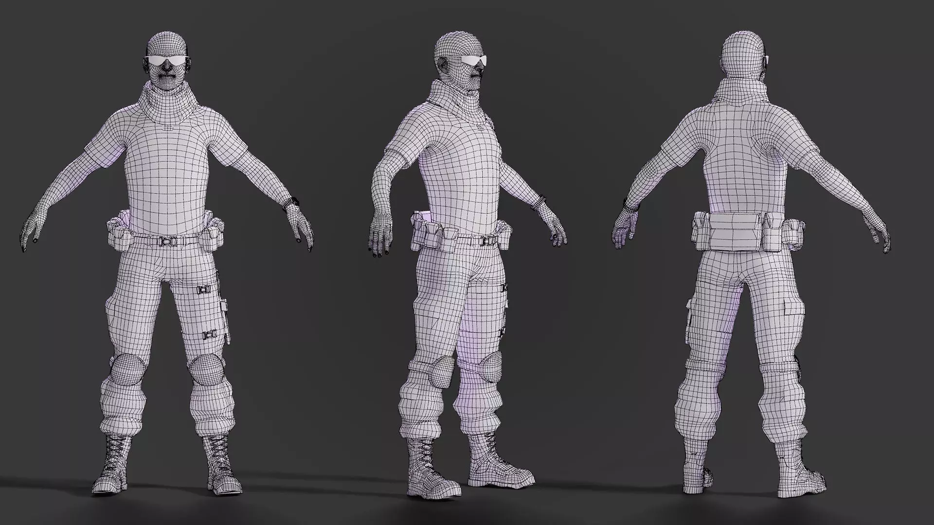 Military Game Ready Character Low-poly 3D model_22