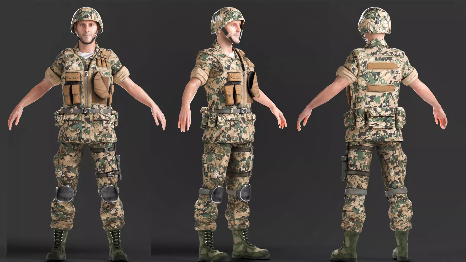 Military Game Ready Character Low-poly 3D model_36