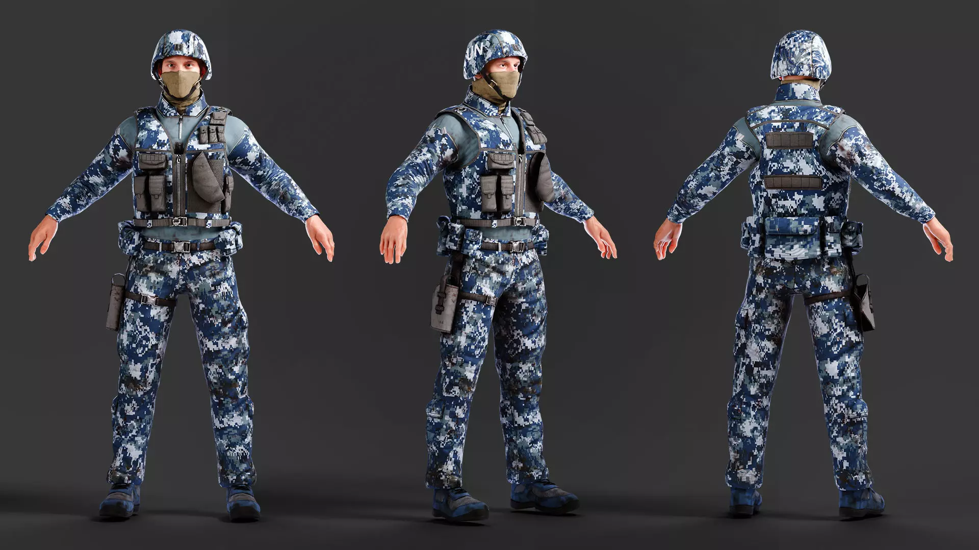 Military Game Ready Character Low-poly 3D model_6