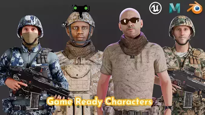 Military Game Ready Character Low-poly 3D model