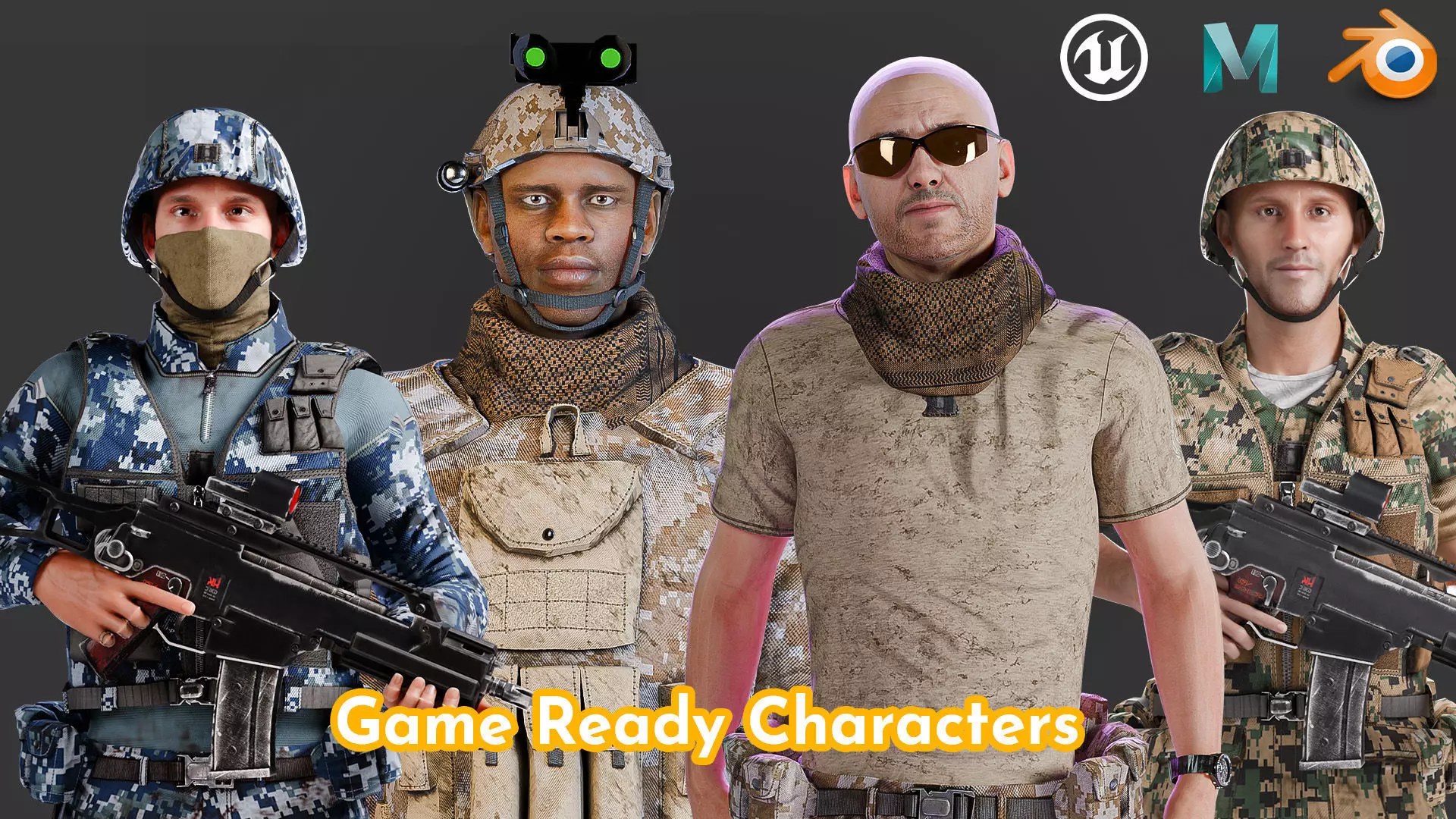 Military Game Ready Character Low-poly 3D model_0