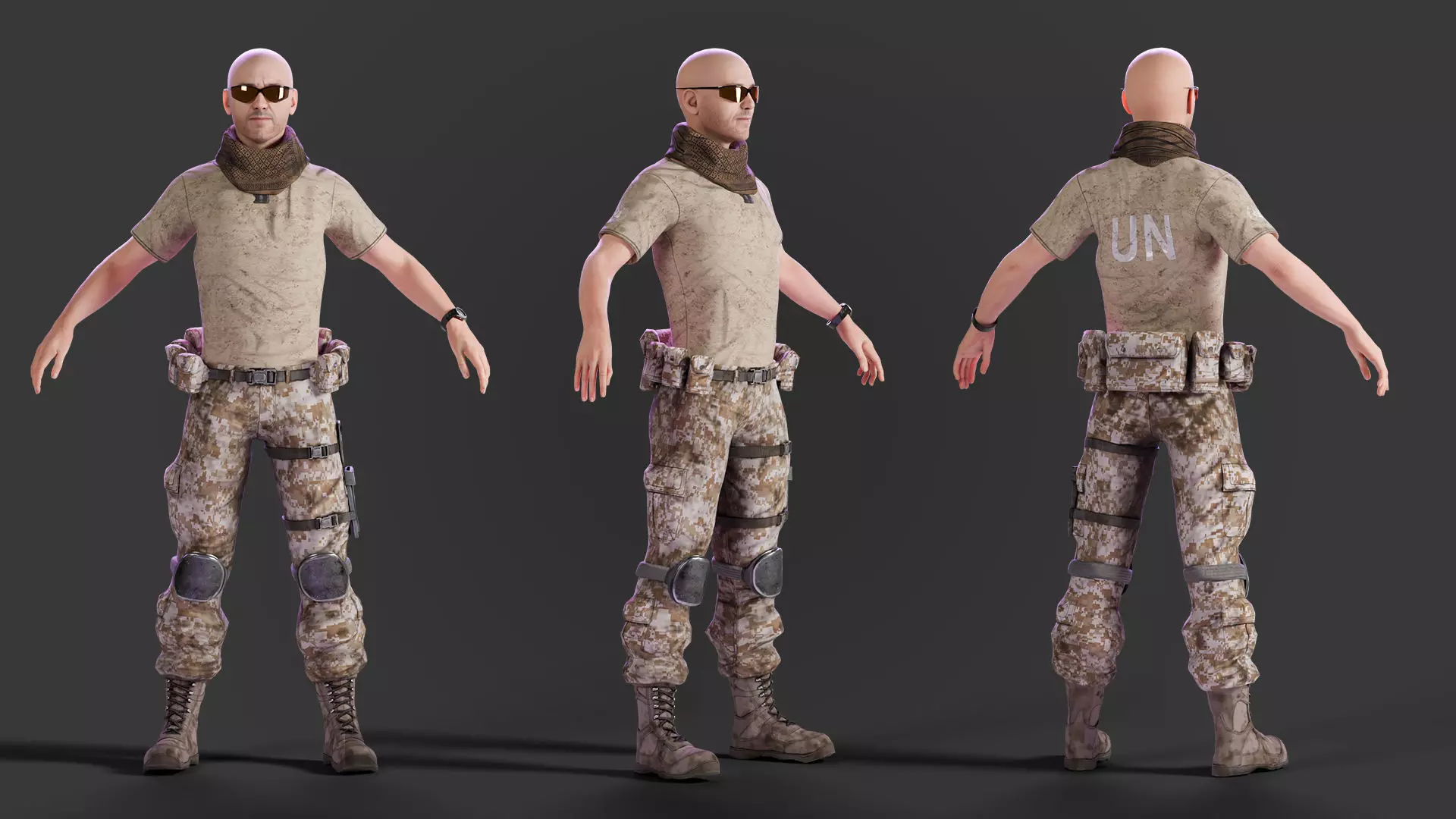 Military Game Ready Character Low-poly 3D model_21
