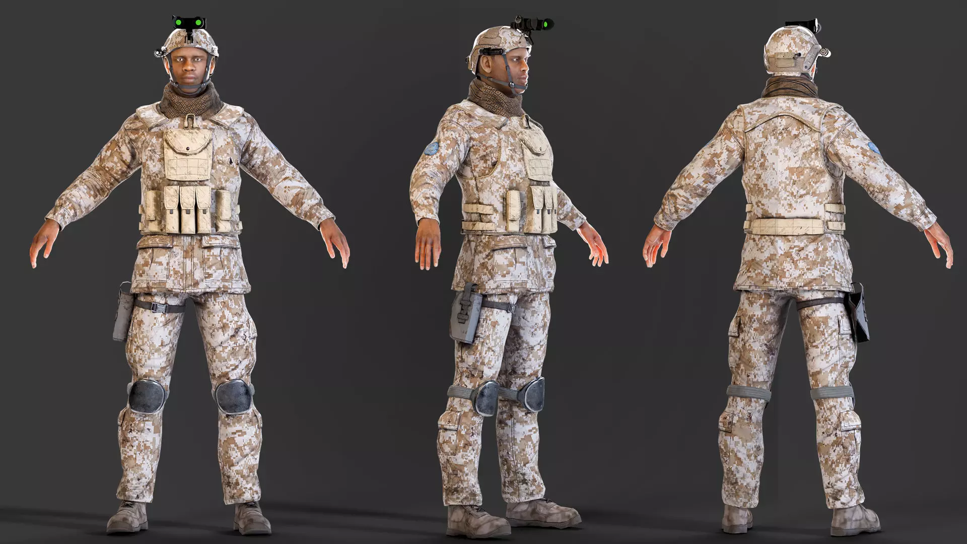 Military Game Ready Character Low-poly 3D model_15