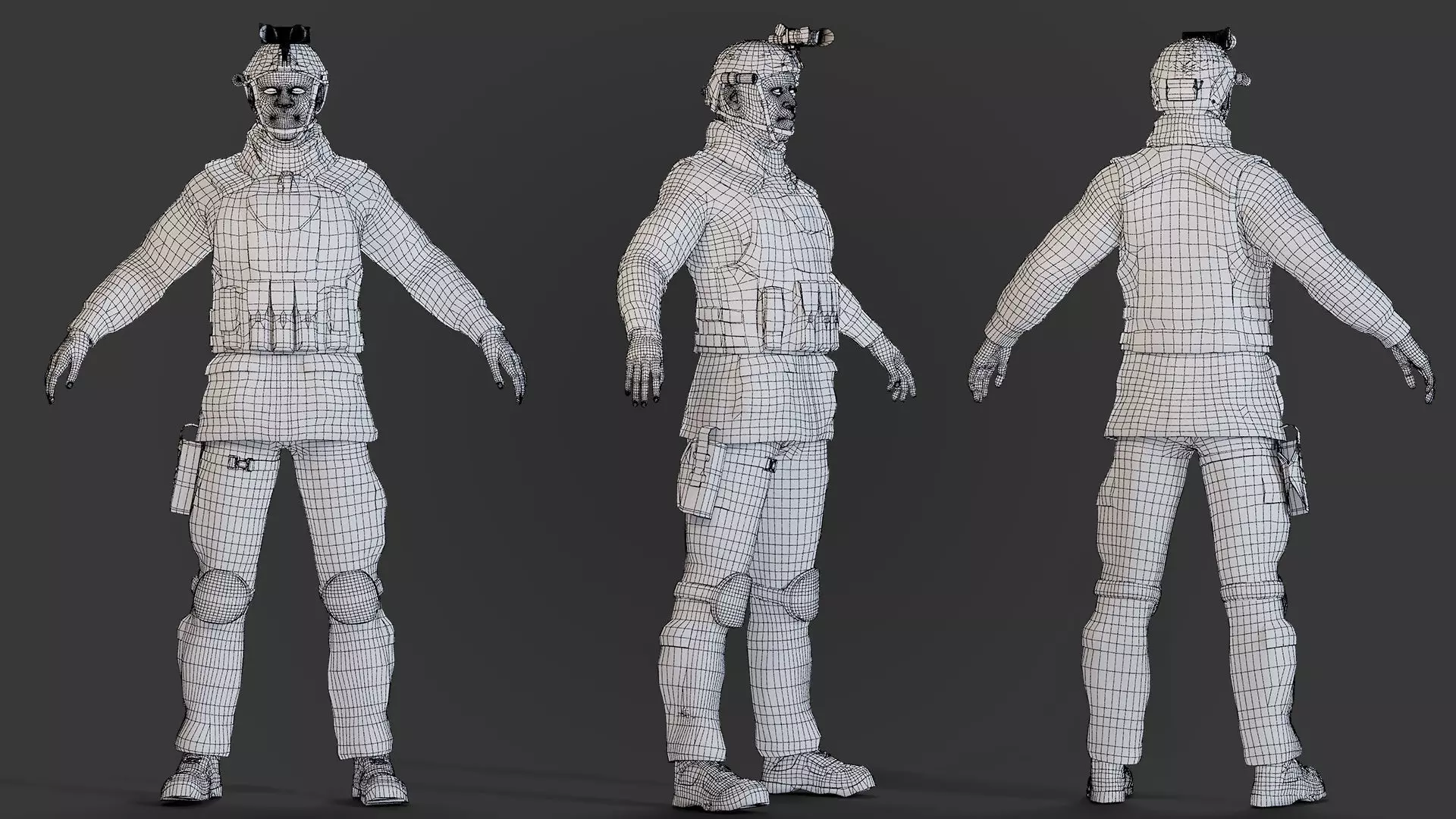 Military Game Ready Character Low-poly 3D model_16